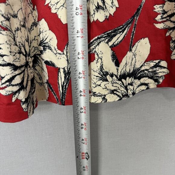 Closet London Dress Womens 12 Red Floral Pleated Retro Pinup Modest Cocktail - Picture 12 of 13